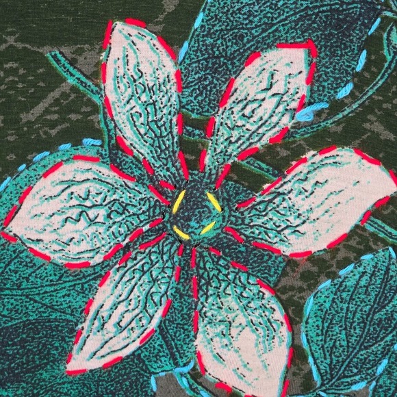 Desigual Women‎ Floral Handkerchief Hem Long Sleeve Top Size XS Artsy Retro Bold - Picture 4 of 13